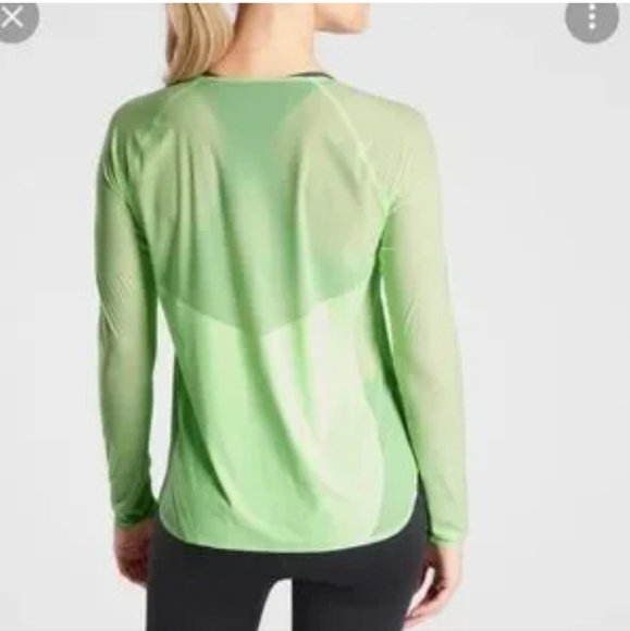 Athleta Green Speedwork Top Mesh Lightweight Airflow Neon Green - Picture 3 of 9